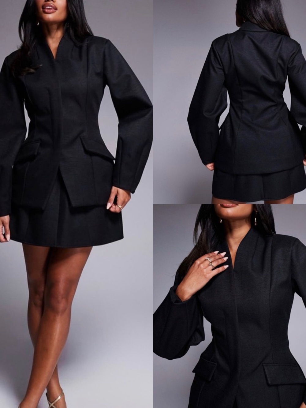 NEW Black Tailored Peplum Blazer Jacket US 14